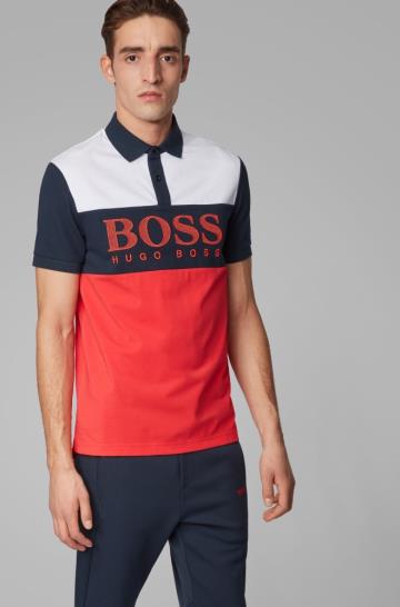 Koszulki Polo BOSS Regular Fit Czerwone Męskie (Pl08464)